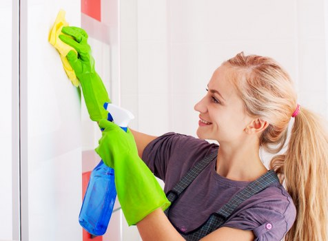 Home cleaning routine with dusting and surface wiping
