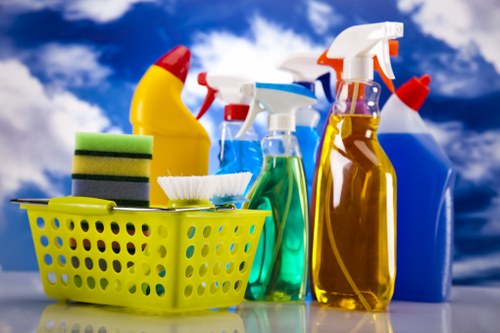 Organized cleaning supplies for a house cleaning routine