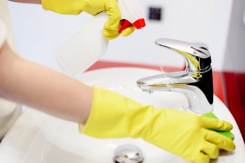 Professional office cleaning of desks and shared workspace