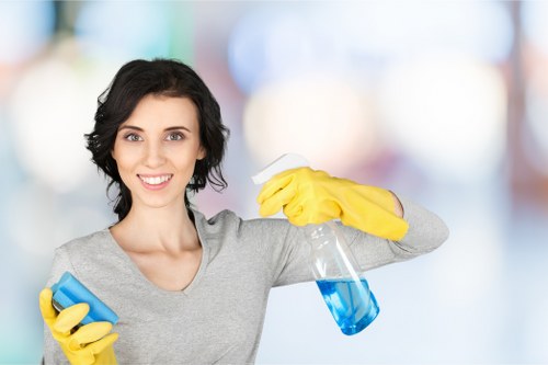 Cleaner organizing supplies for short-term rental cleaning service