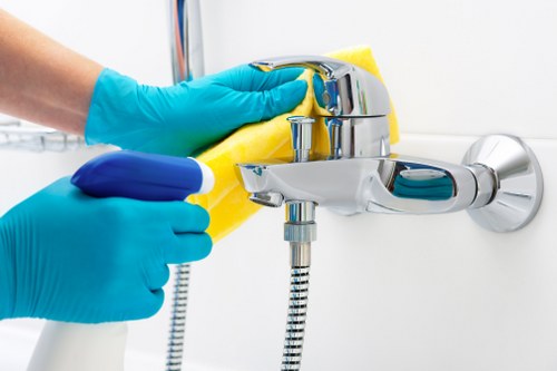 Cleaner preparing a new apartment for move in cleaning in